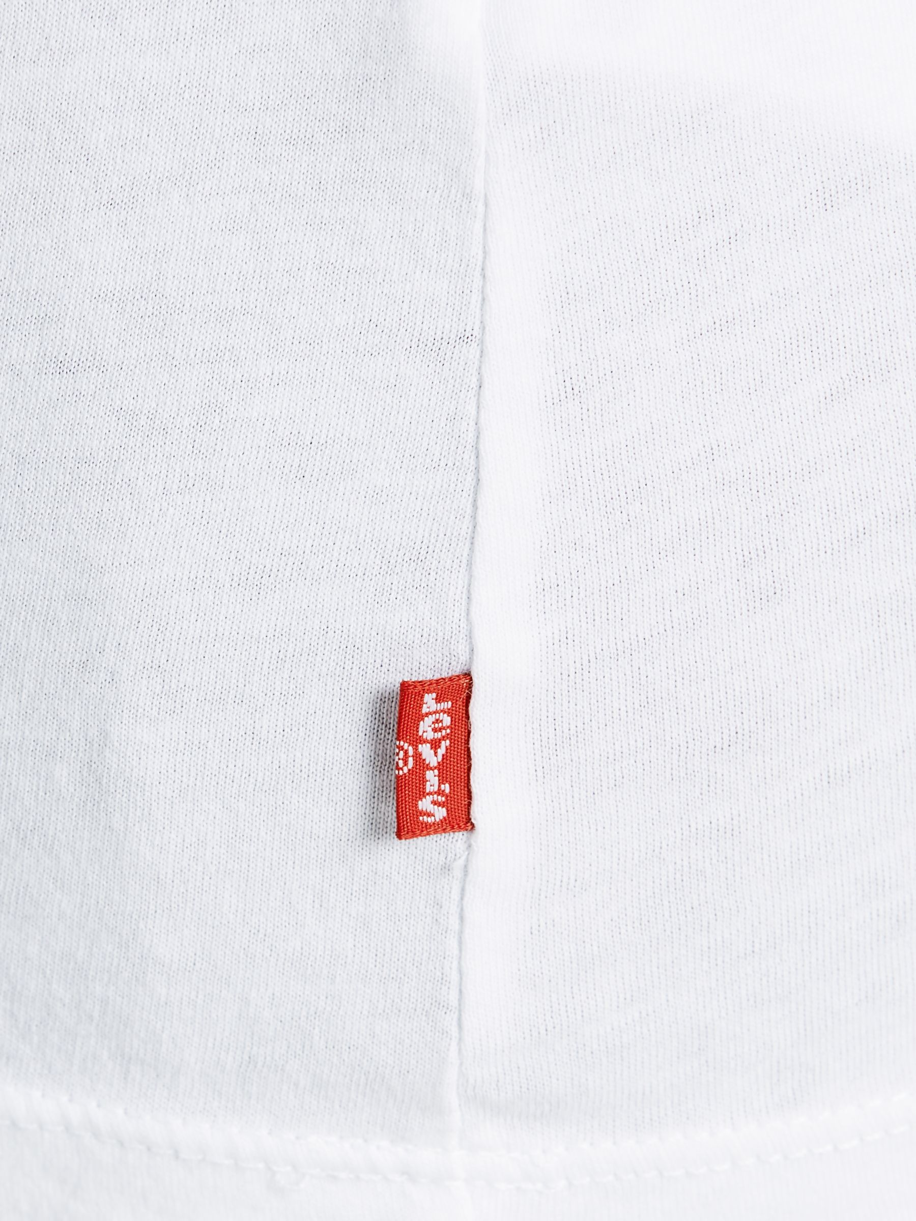 White levi shirt shop with red logo