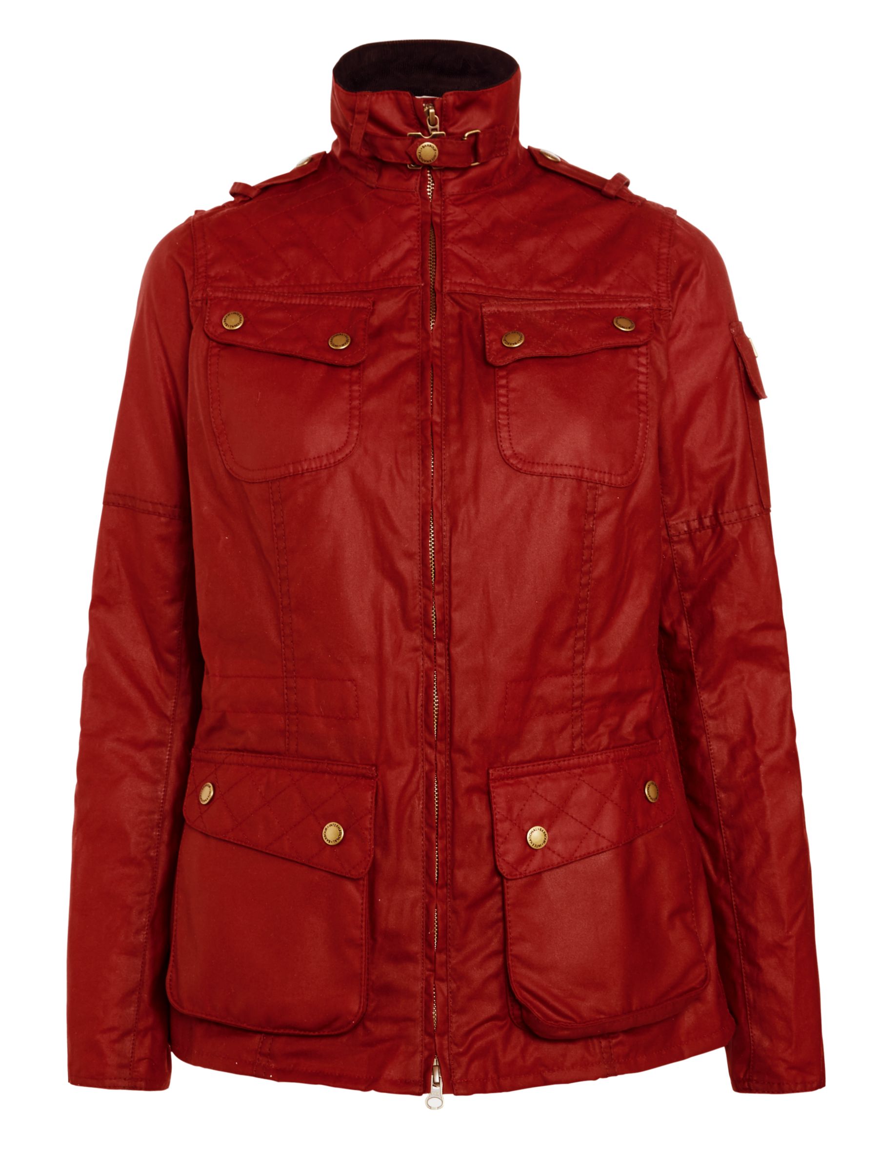 red barbour jacket