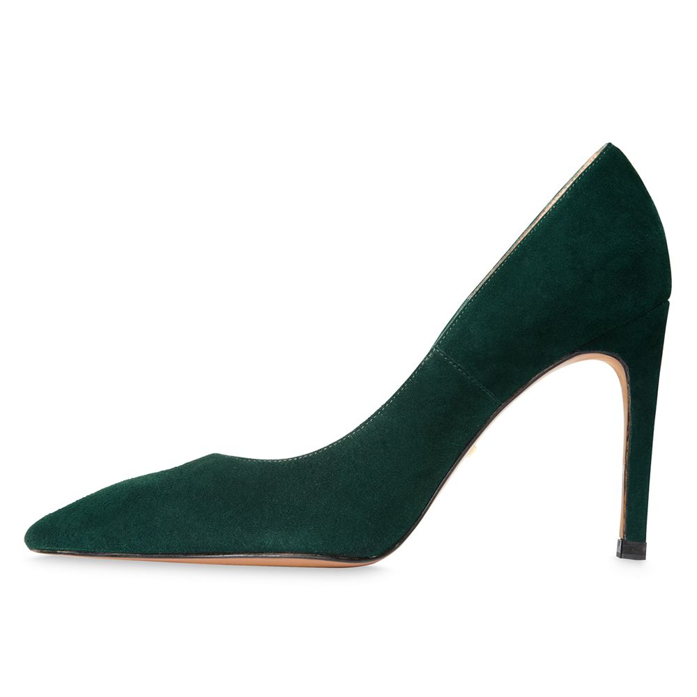 dark green suede court shoes