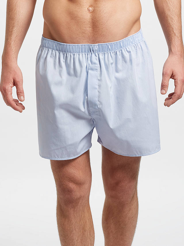 Sunspel Gingham Woven Cotton Boxers, Blue at John Lewis & Partners