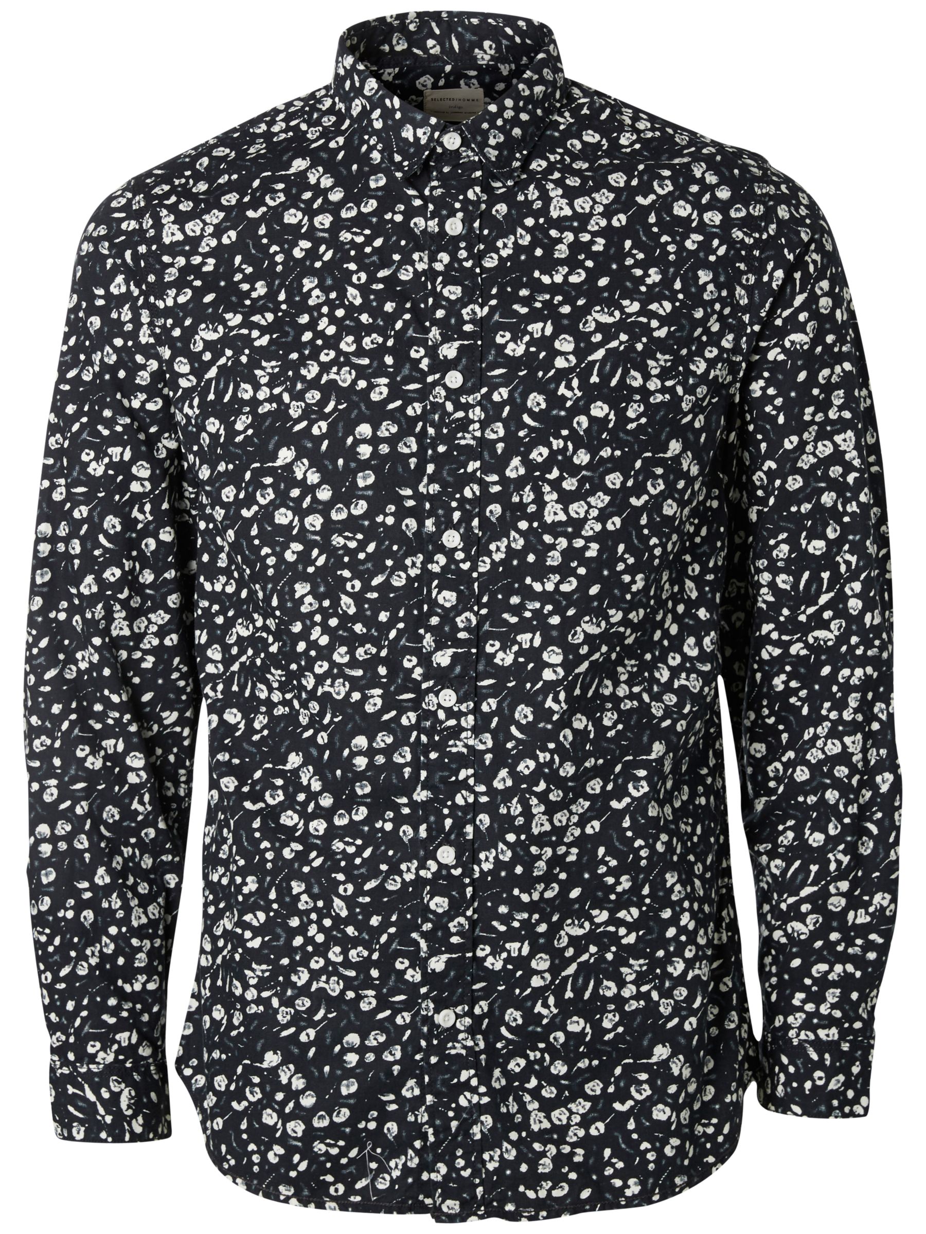 Selected Homme One Curtis Print Shirt, Blue Fox at John Lewis