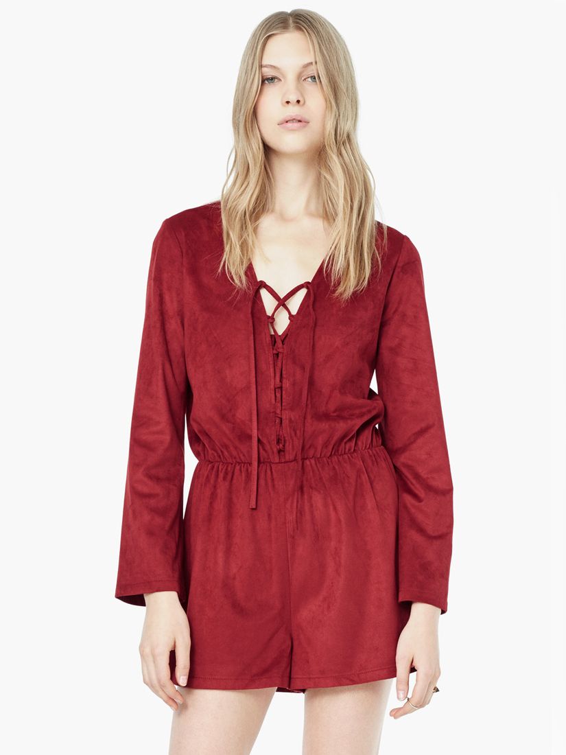 red suede jumpsuit