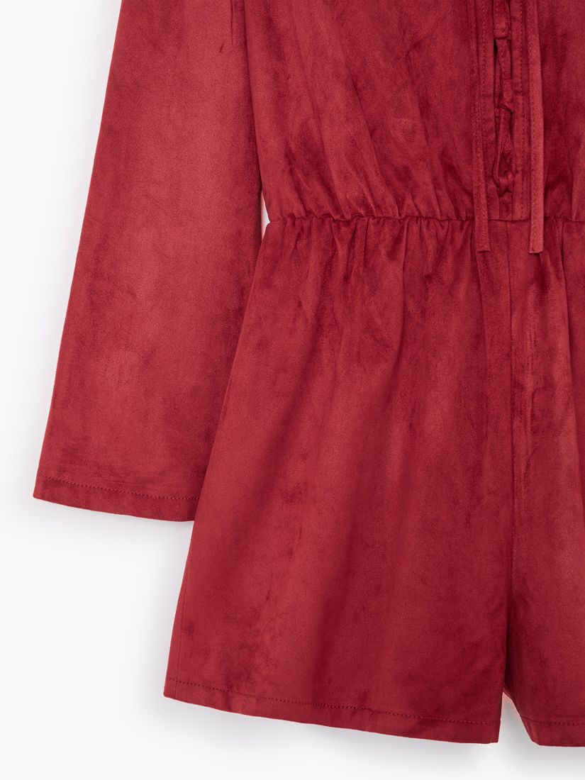 red suede jumpsuit