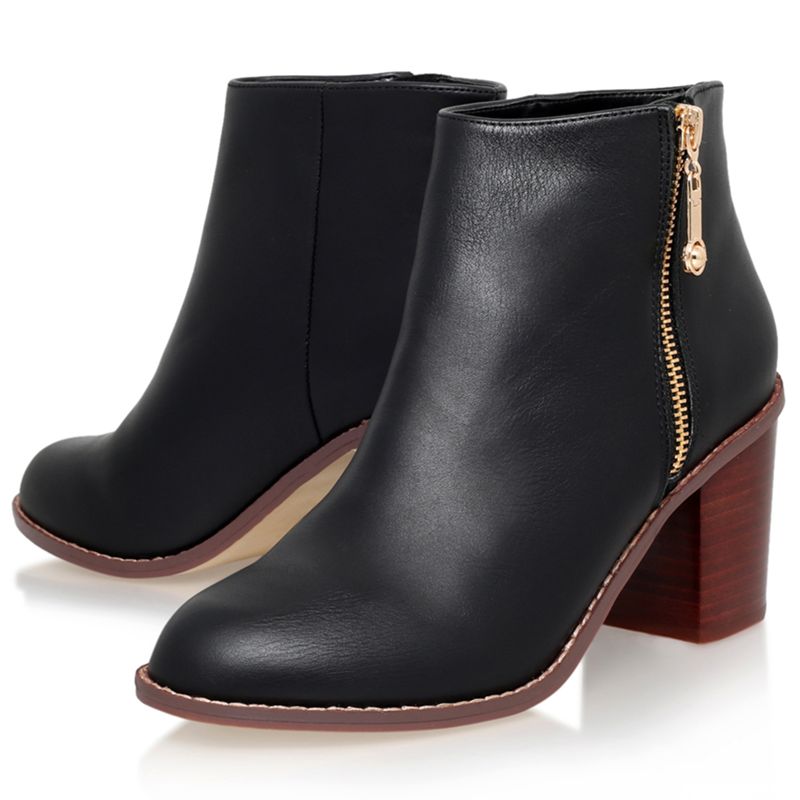 Carvela Tag Block Heeled Ankle Boots, Black Leather