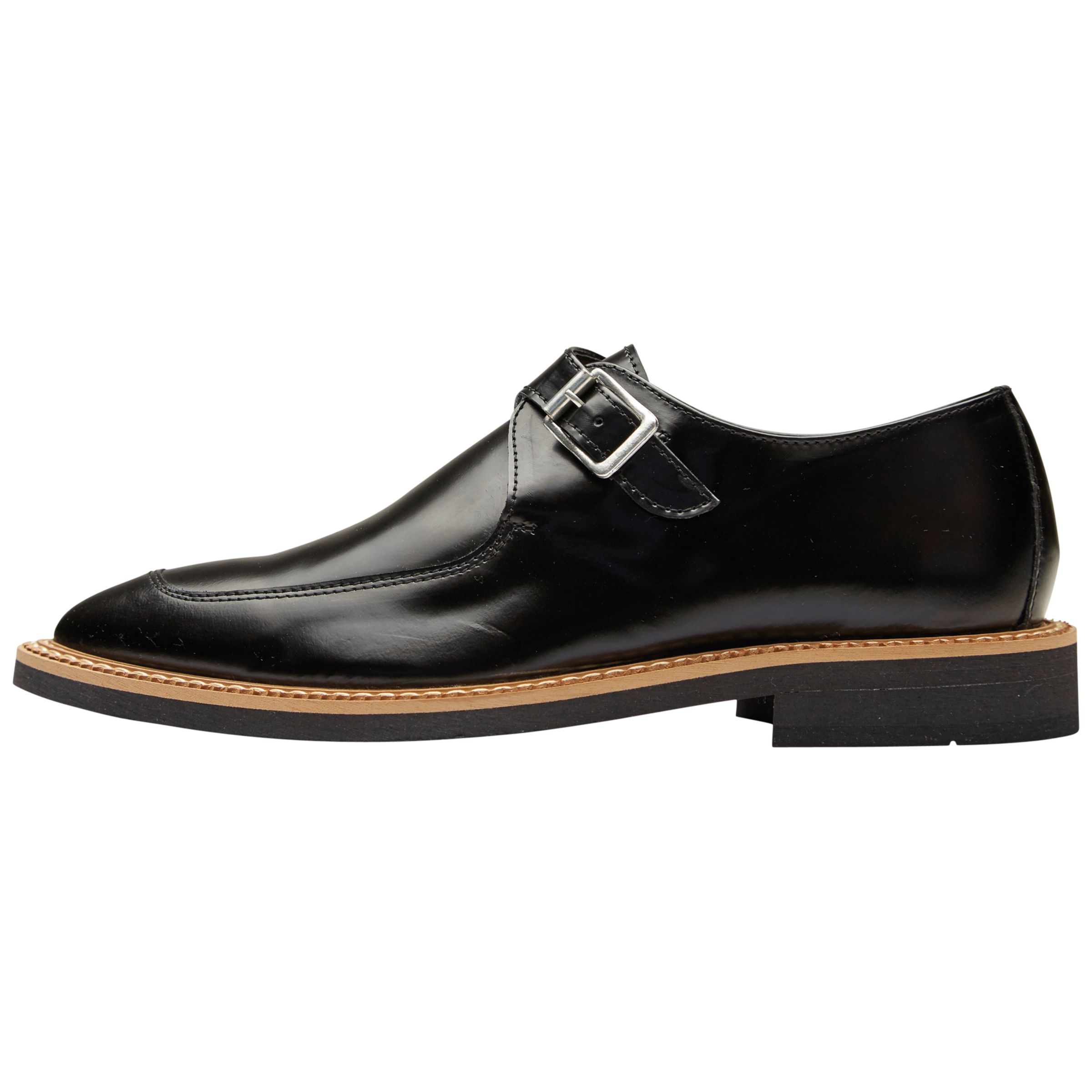 Selected Femme Mira Leather Monk Shoes, Black