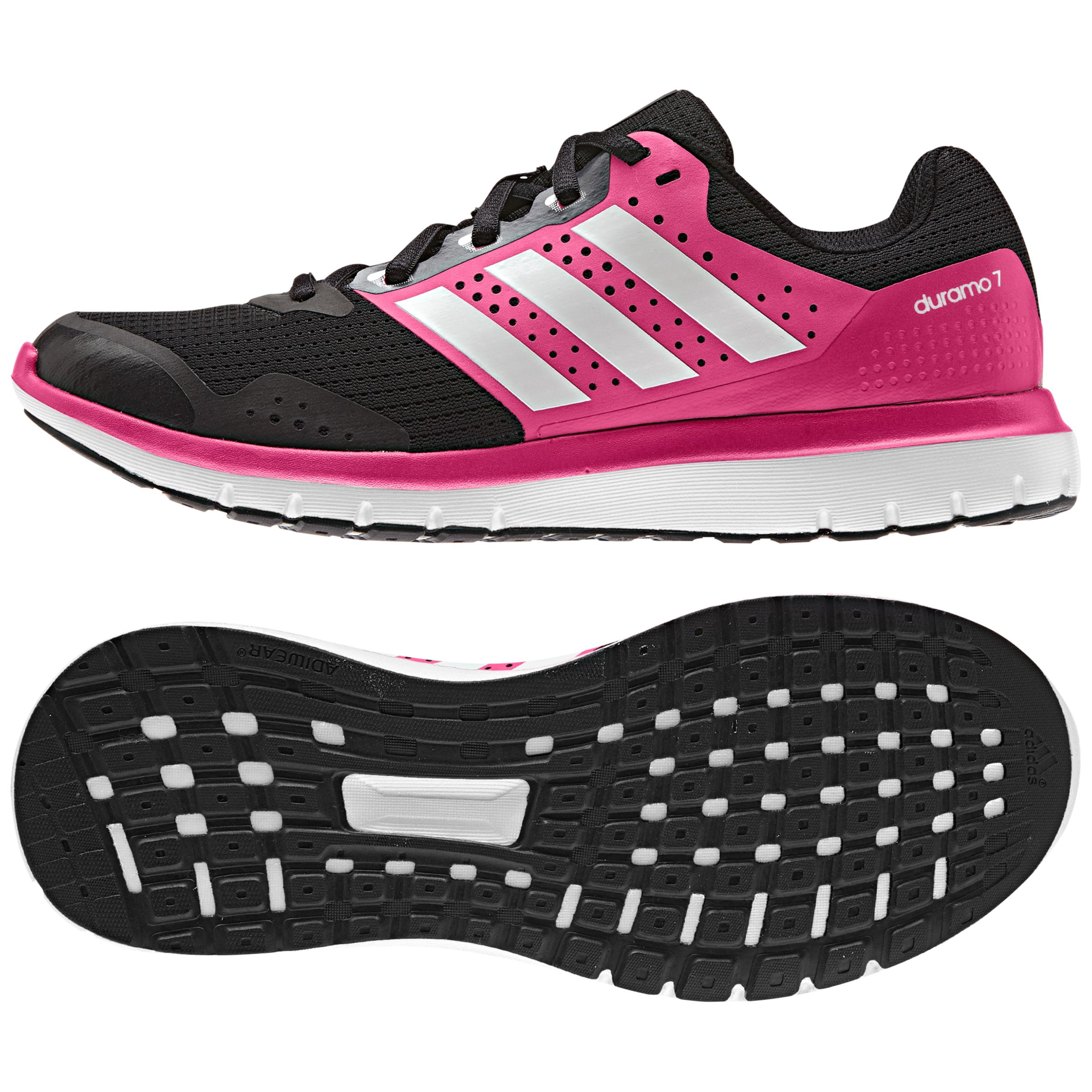 Adidas Duramo 7 Women's Running Shoes, Pink/Black at John Lewis \u0026 Partners