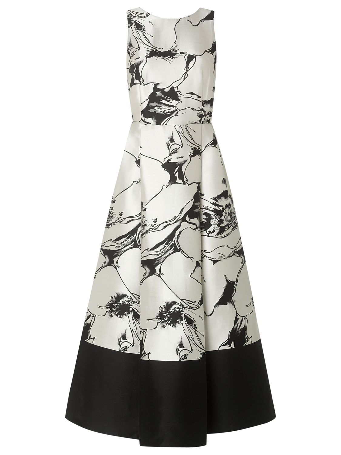 L.K. Bennett Printed Full Midi Dress, Black/Cream at John Lewis & Partners