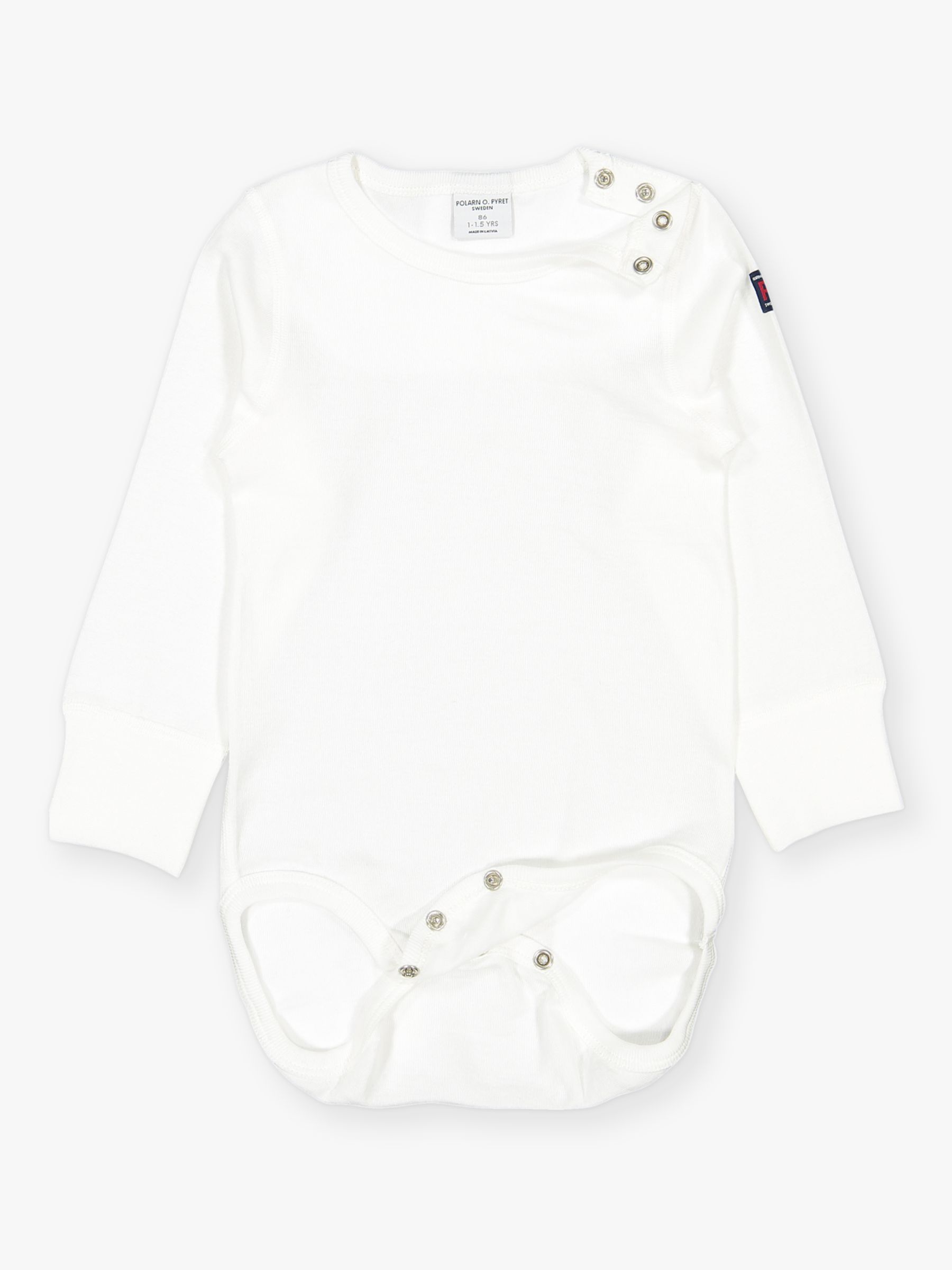 Buy Polarn O. Pyret Baby GOTS Organic Cotton Long Sleeve Bodysuit, White Online at johnlewis.com
