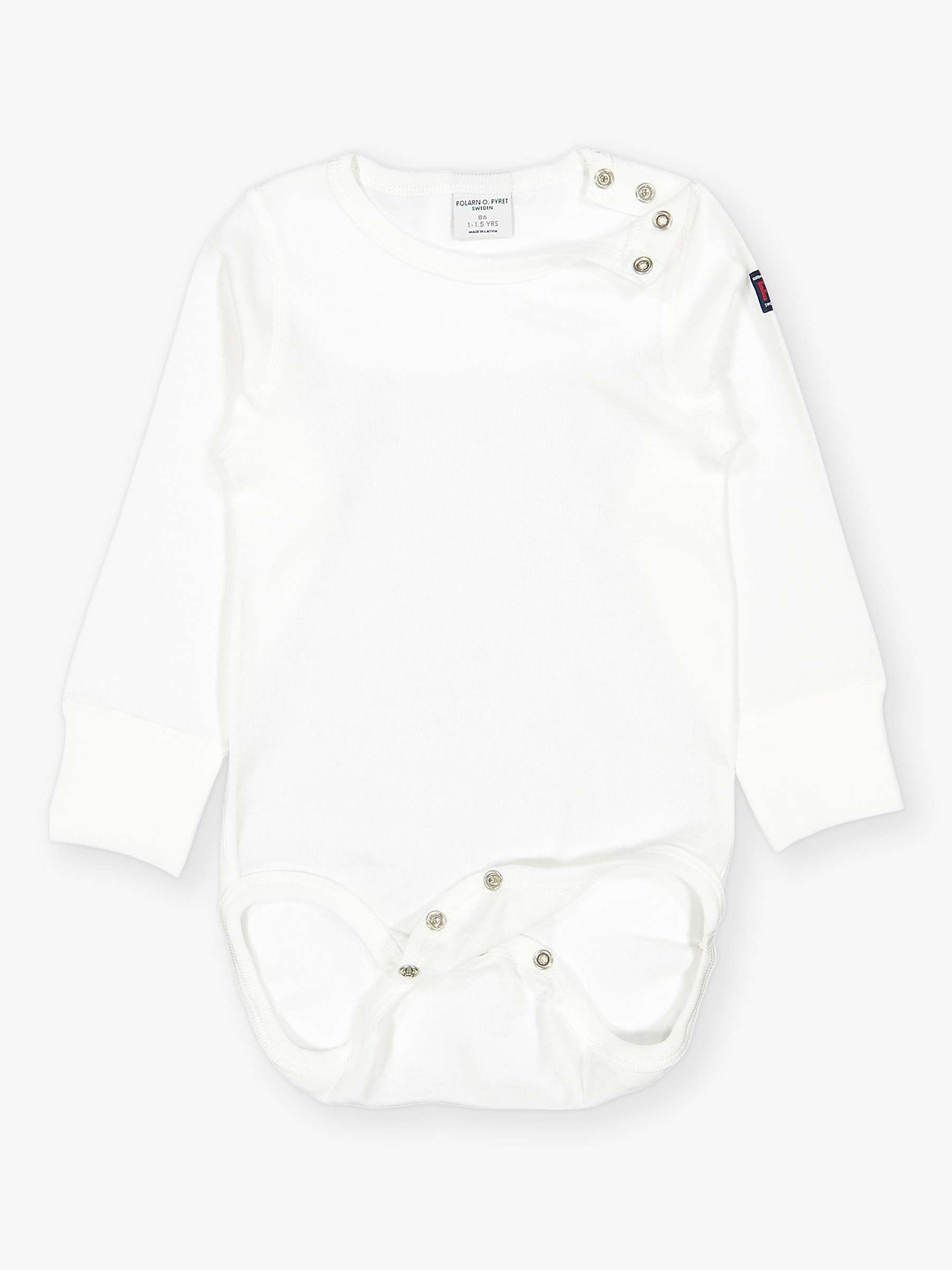 Buy Polarn O. Pyret Baby GOTS Organic Cotton Long Sleeve Bodysuit, White Online at johnlewis.com