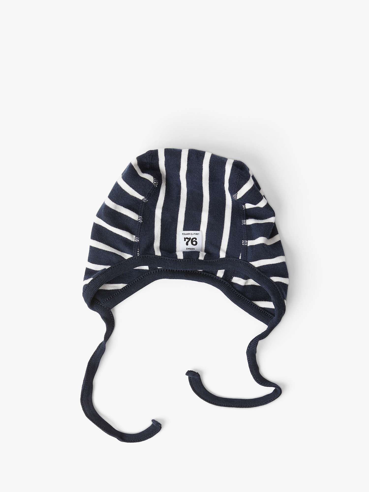 Buy Polarn O. Pyret Baby GOTS Organic Cotton Stripe Helmet Hat, Blue Online at johnlewis.com