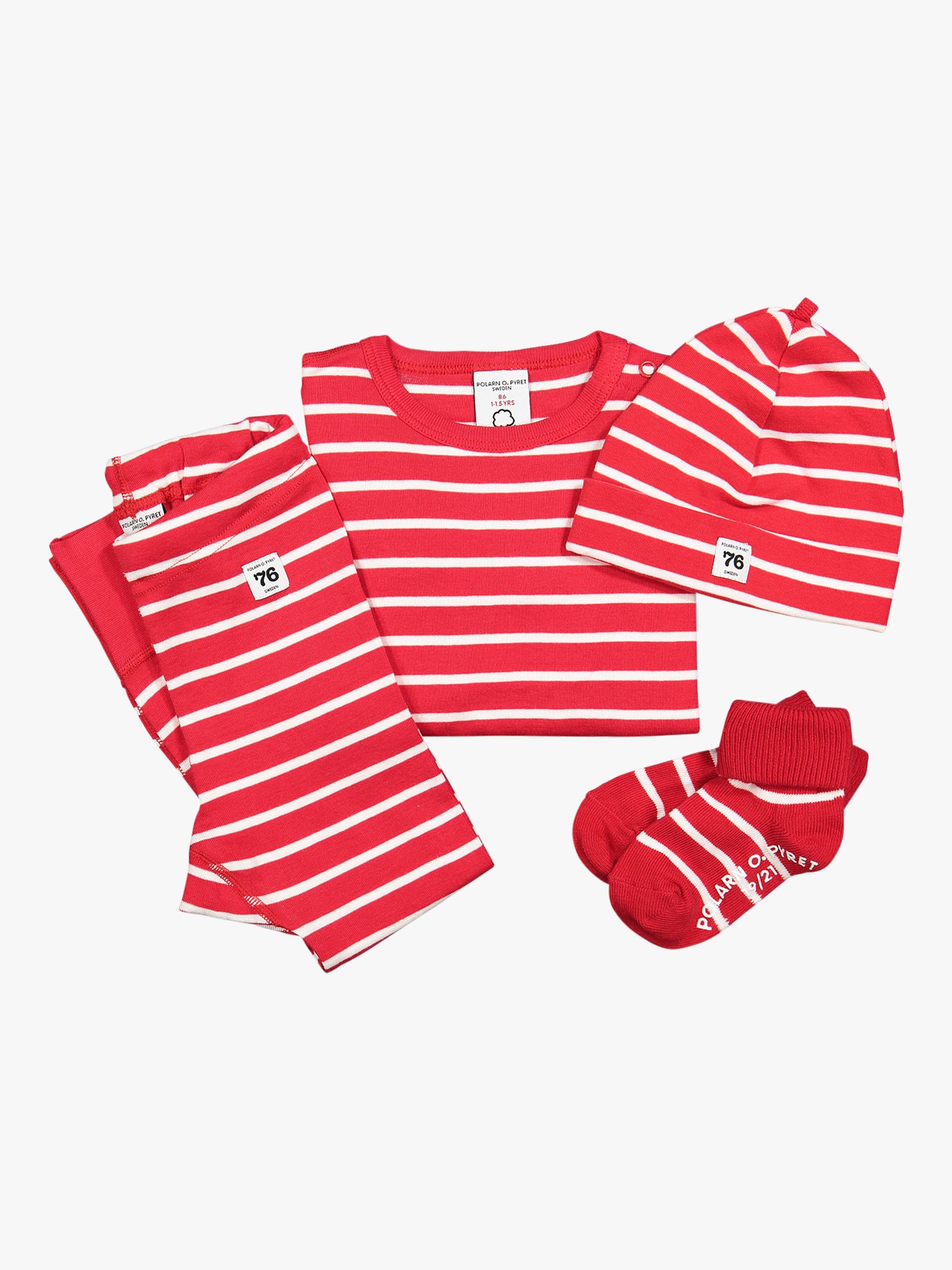 Polarn O. Pyret Baby GOTS Organic Cotton Stripe Leggings, Red, Early baby