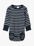 Polarn O. Pyret Baby GOTS Organic Cotton Stripe Long Sleeve Bodysuit, Blue