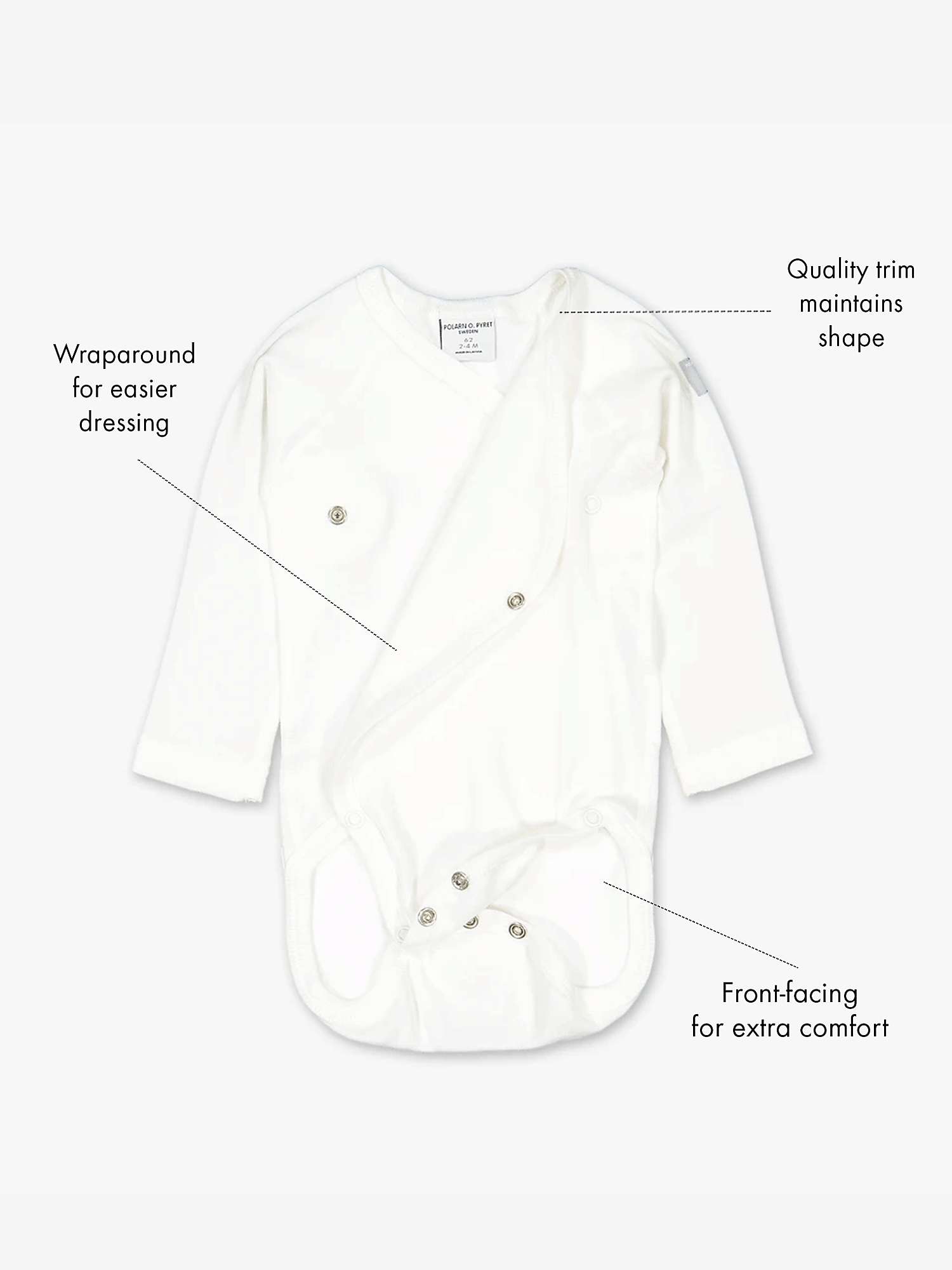 Buy Polarn O. Pyret Baby GOTS Organic Cotton Wraparound Bodysuit, White Online at johnlewis.com