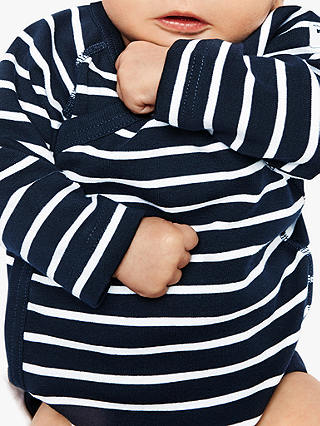 Polarn O. Pyret Baby GOTS Organic Cotton Stripe Wraparound Bodysuit, Blue