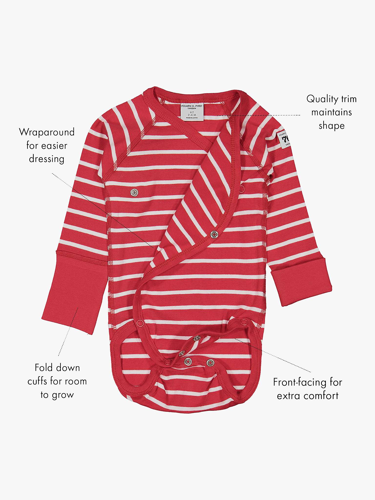 Buy Polarn O. Pyret Baby GOTS Organic Cotton Stripe Wraparound Bodysuit Online at johnlewis.com