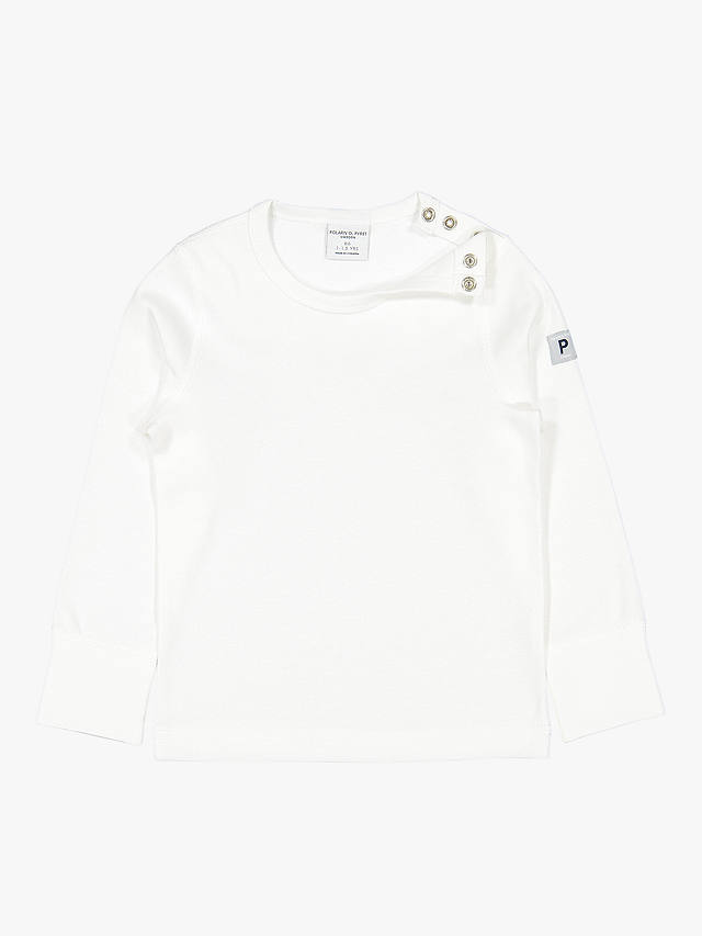 Polarn O. Pyret Children's GOTS Organic Cotton Long Sleeve T-Shirt, White