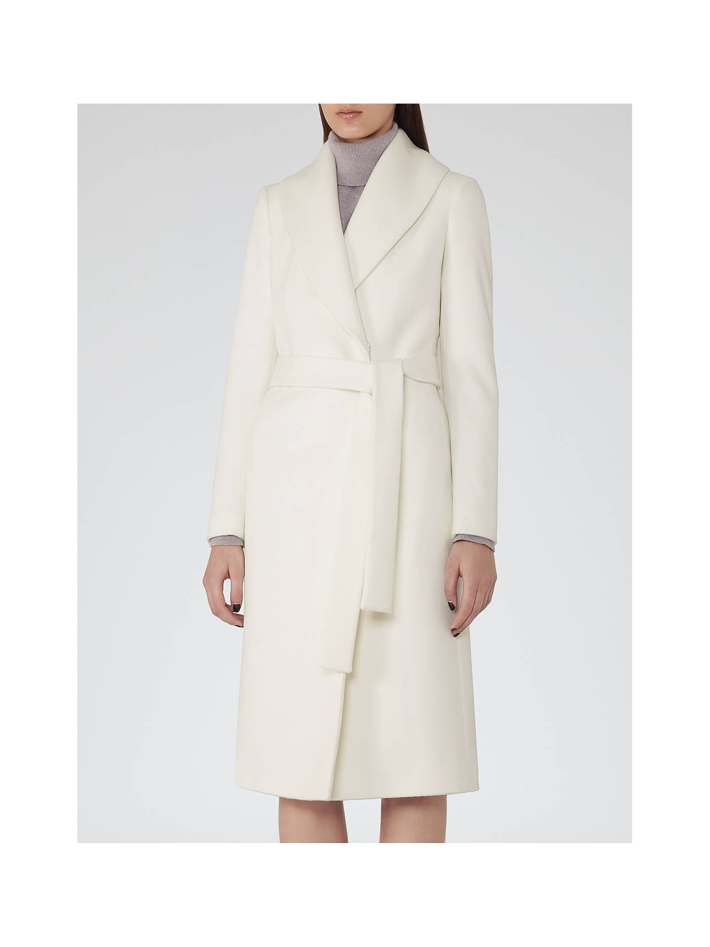 Reiss Enna Longline Wrap Coat, Off White at John Lewis & Partners