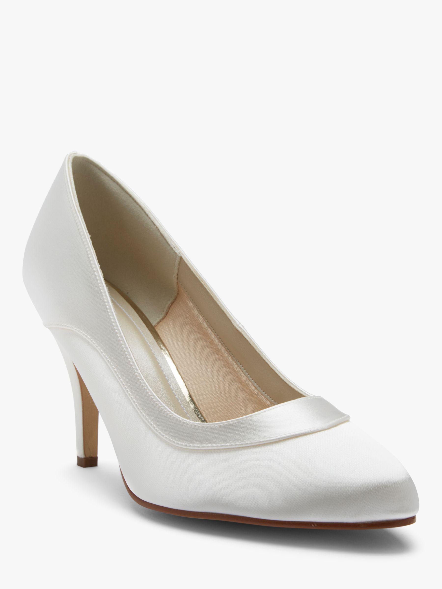 Rainbow Club Nicole Extra Wide Fit Satin Court Shoes, Ivory at John ...