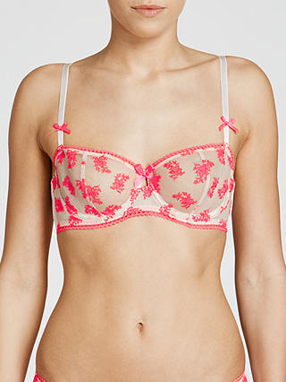 COLLECTION by John Lewis Fifi Underwired Embroidered Bra, Peach/Neon Pink