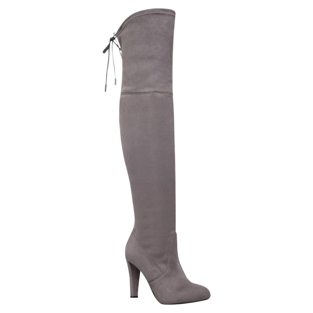 The Knee Boots, Grey Suedette 