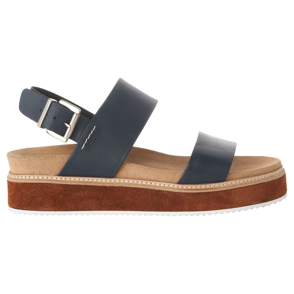 Whistles Firth Flatform Sandals, Navy Leather at John Lewis & Partners