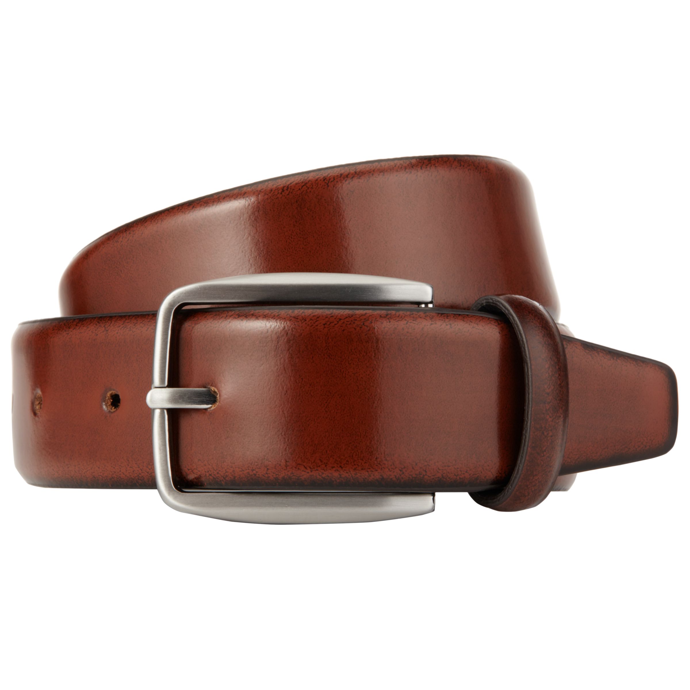 John Lewis & Partners Made in Italy Burnished Leather Belt, Tan