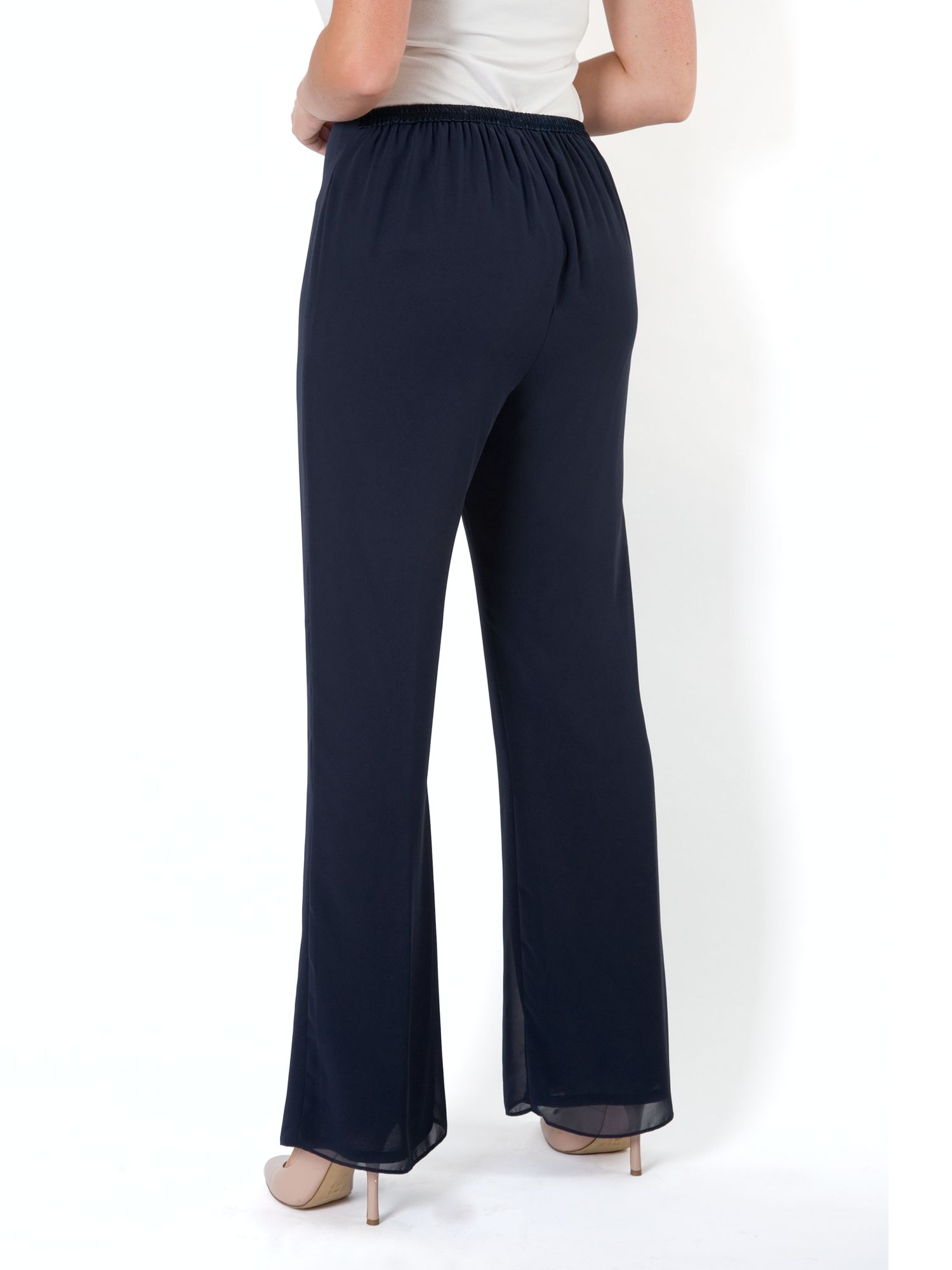 Chesca Jersey Lined Chiffon Trousers, Navy at John Lewis & Partners