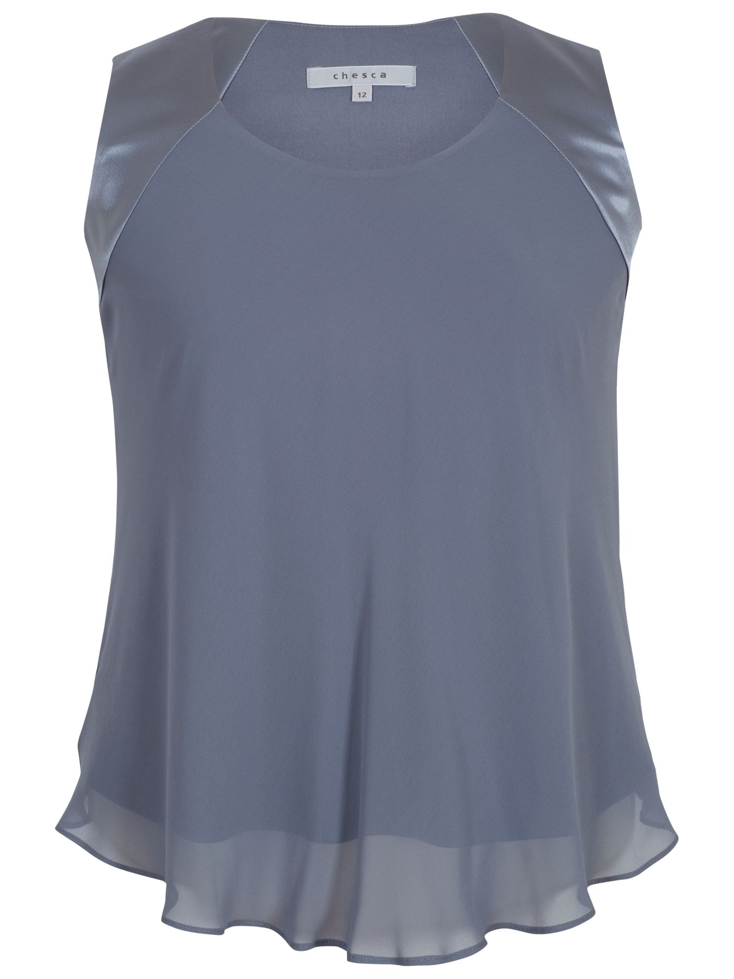 Chesca Jersey Lined Chiffon Cami, Steel