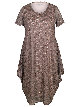 Chesca Scallop Lace And Sequin Dress, Mocha