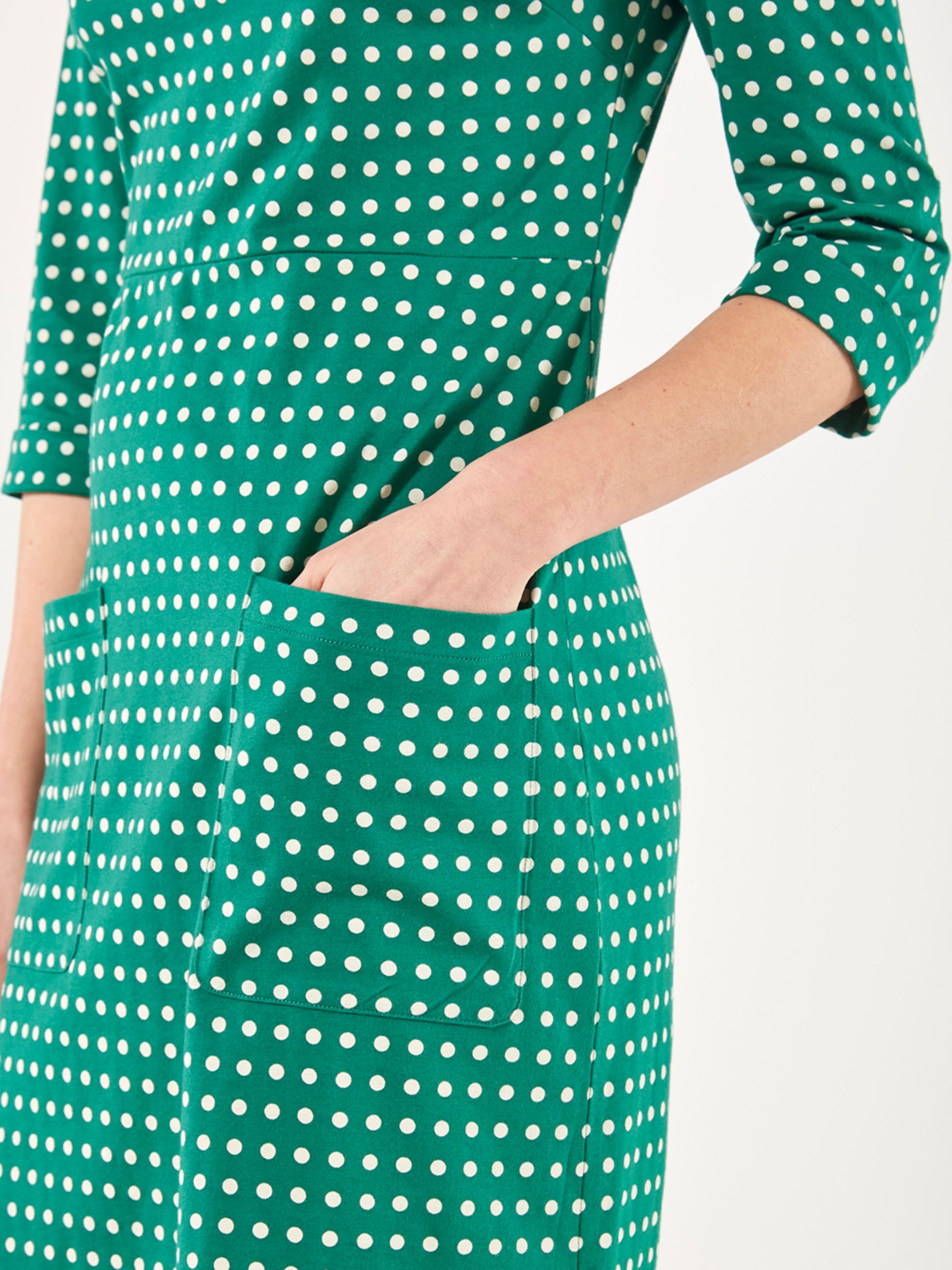green dress with white spots