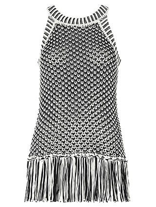 Whistles Manderley Crochet Vest, Black/White