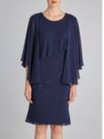 Gina Bacconi Chiffon Shawl and Beaded Edge Dress, Navy