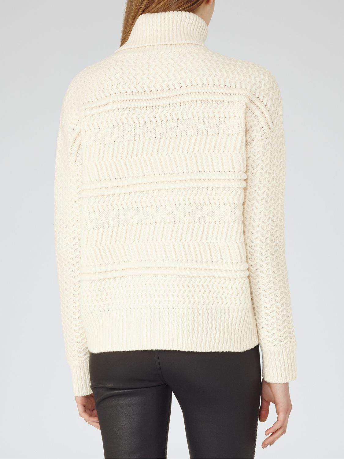 chunky white roll neck jumper