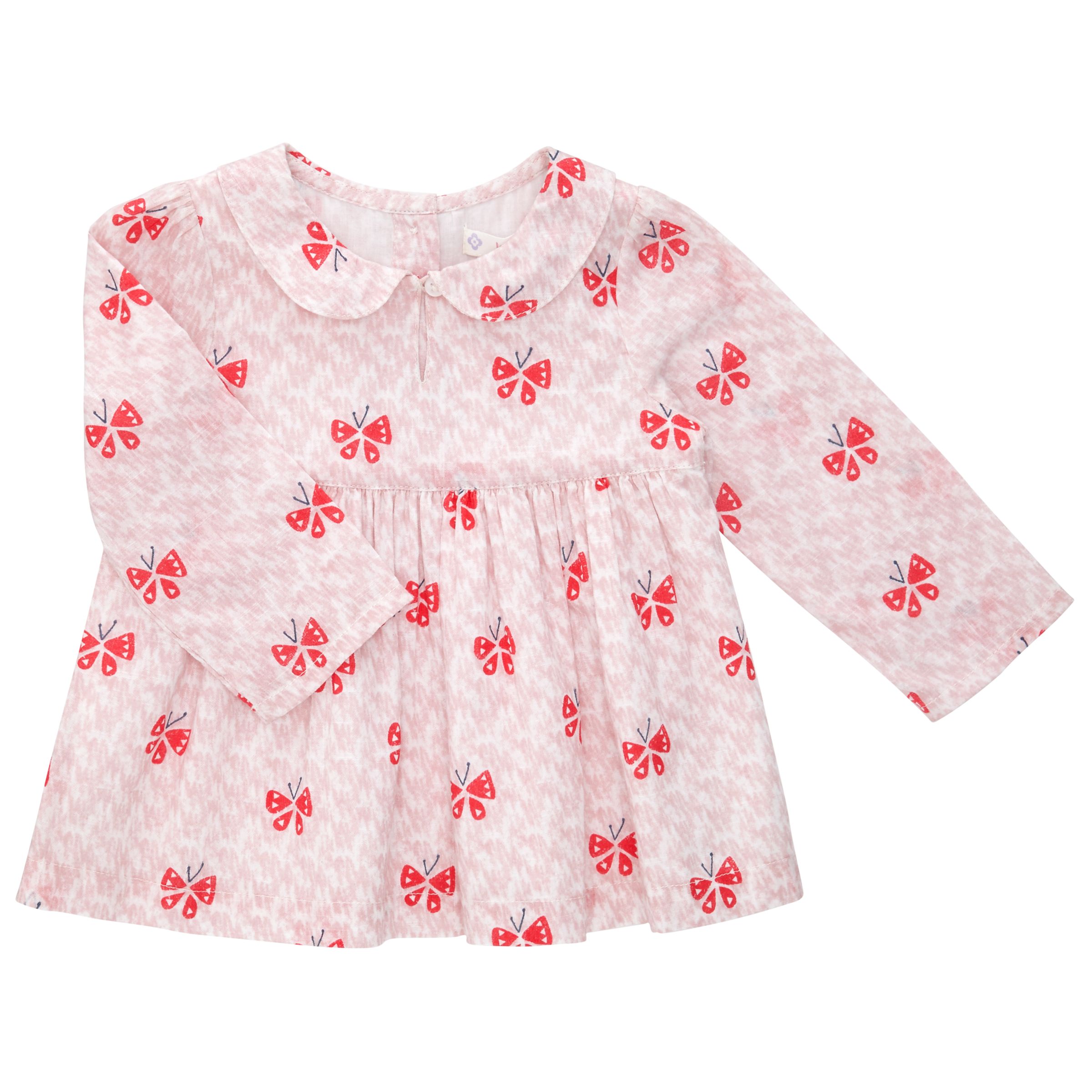 John Lewis & Partners Baby Butterfly Woven Top, Pink