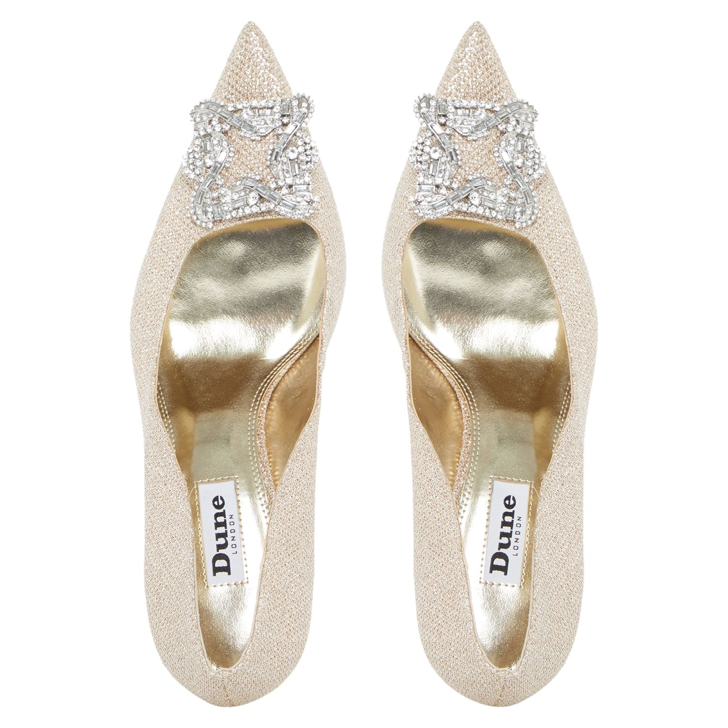 Dune Betti Embellished Stiletto Heeled Court Shoes, Gold
