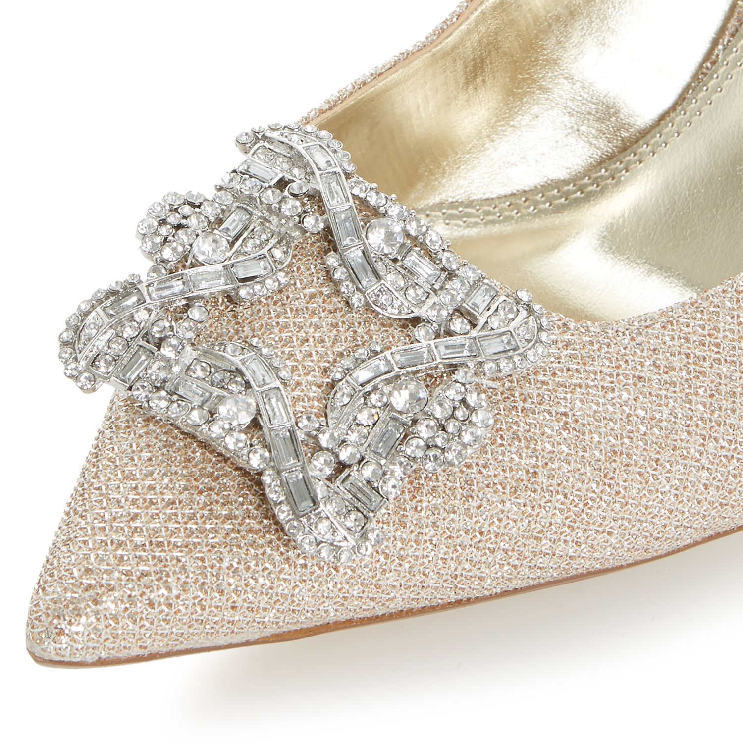 Dune Betti Embellished Stiletto Heeled Court Shoes, Gold