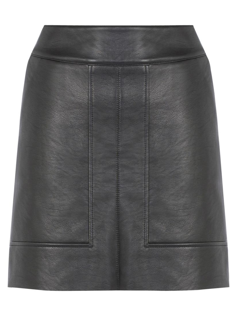 Buy Warehouse Panelled Faux Leather Skirt, Black | John Lewis