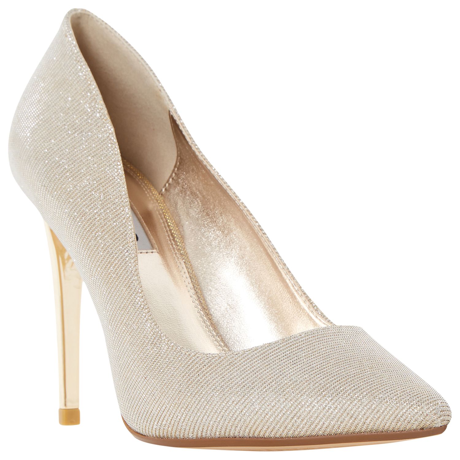 Dune Betsee Pointed Court Shoes, Silver
