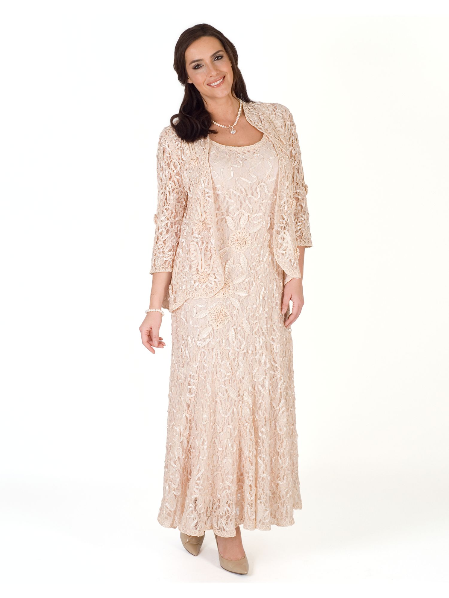 Chesca Lace Cornelli Dress, Champagne at John Lewis & Partners