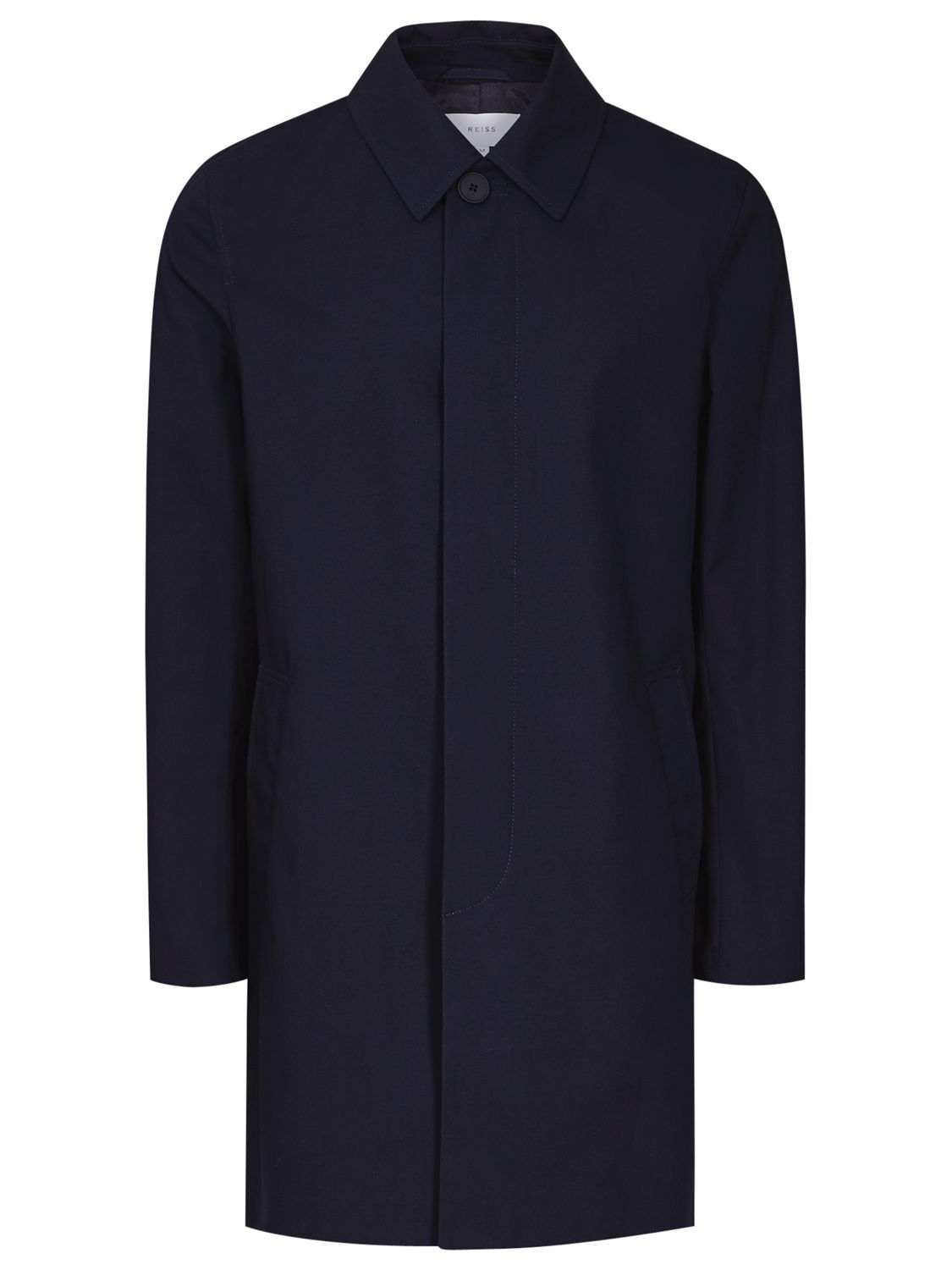 Reiss Chatsworth Concealed Placket Mac, Navy