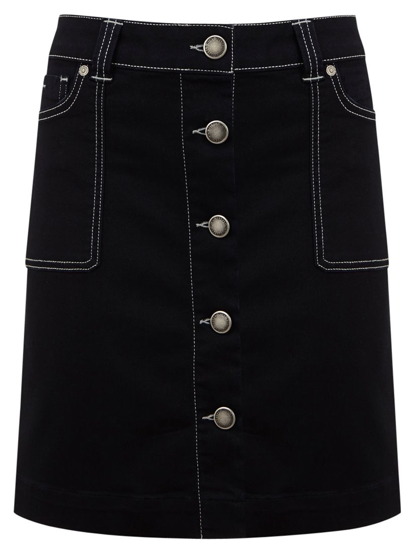 Mint Velvet Button Mini Skirt, Blue/Black at John Lewis & Partners