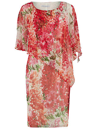 Gina Bacconi Watercolour Chiffon Dress With Cape, Multi