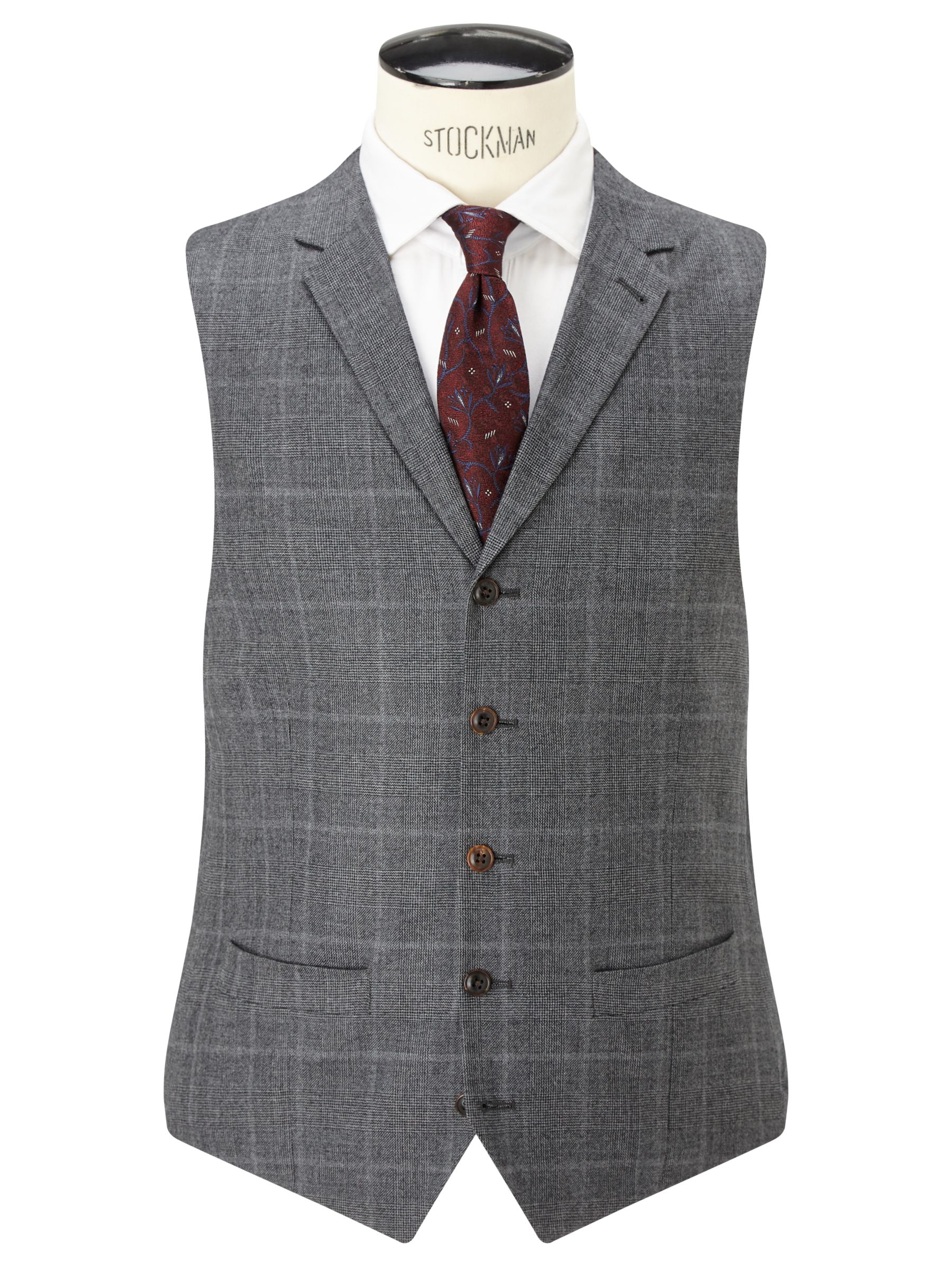 JOHN LEWIS & Co. Hooper Prince of Wales Check Tailored Waistcoat, Mid Grey