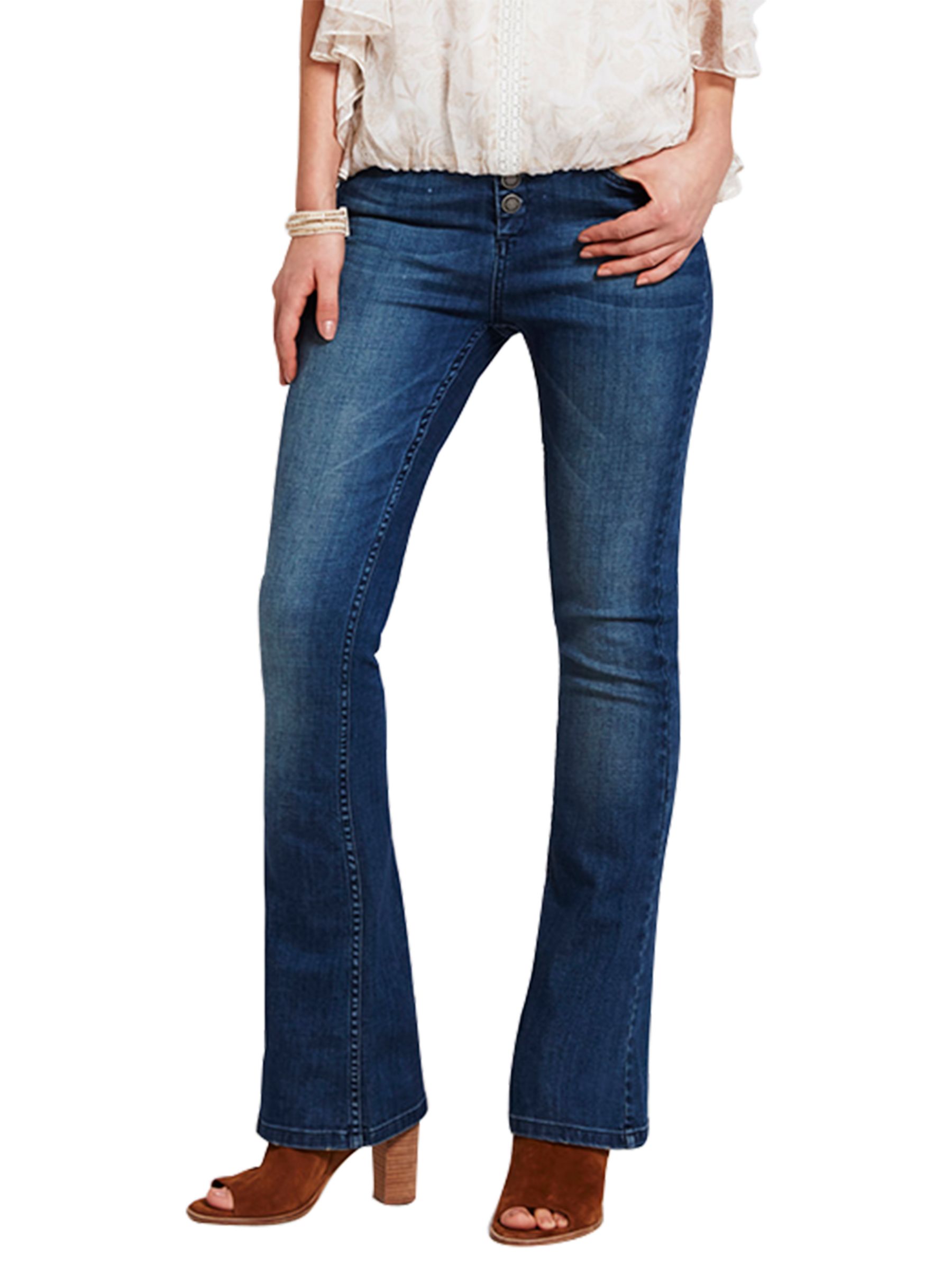Mint Velvet Button Front Flare Jeans, Blue at John Lewis & Partners