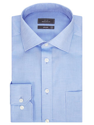 John Lewis & Partners Non Iron Twill Regular Fit XL Sleeve Shirt, Blue