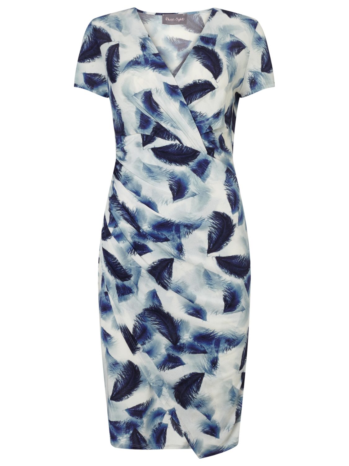 Phase Eight Feather Print Dress, Ivory/Blue at John Lewis & Partners
