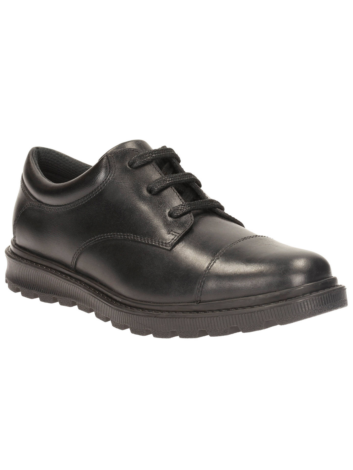 Clarks Children's Mayes Walk Leather Lace-Up School Shoes, Black at ...