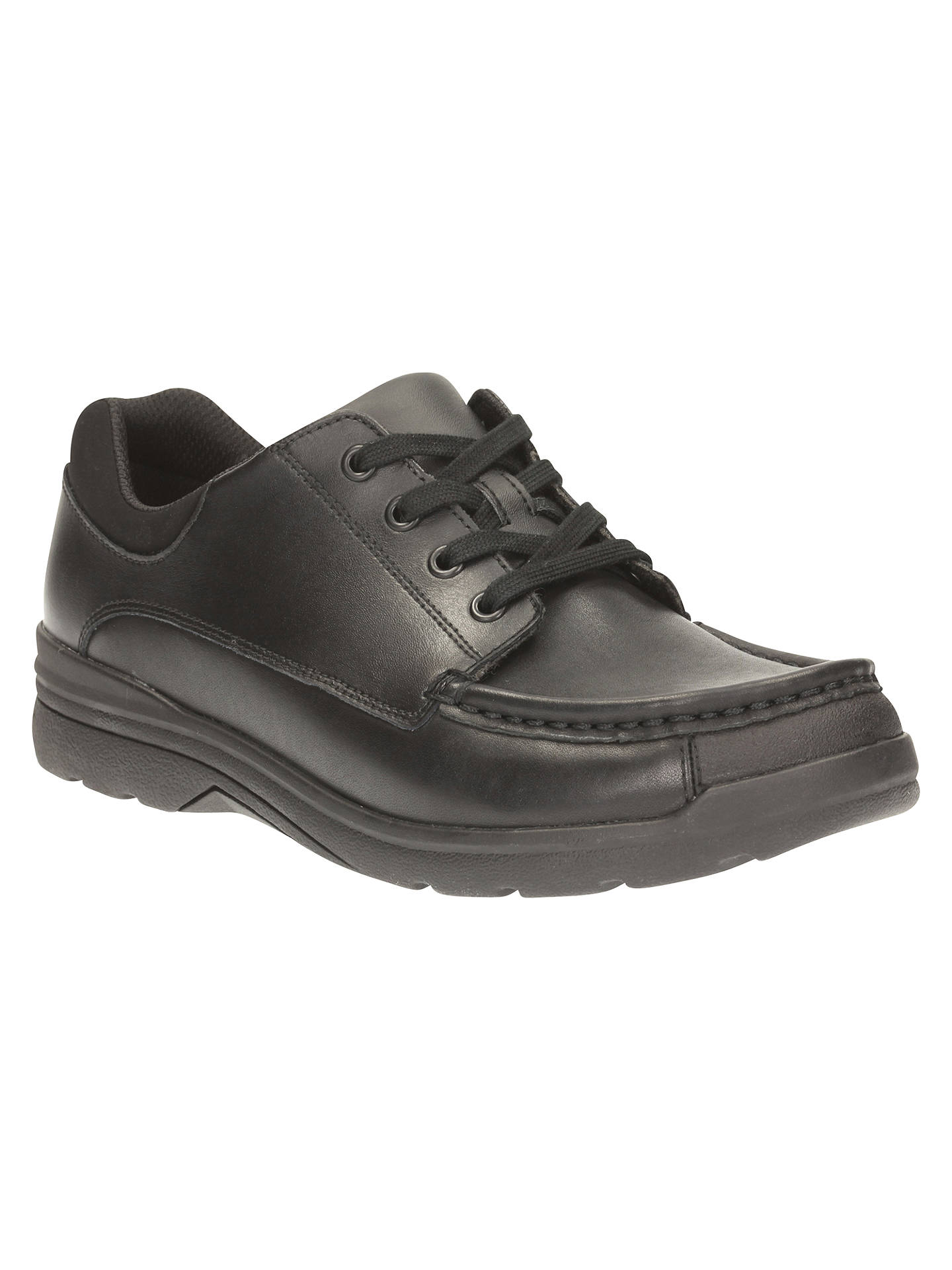 Clarks Children's Loris Step Leather Lace-Up School Shoes, Black at ...