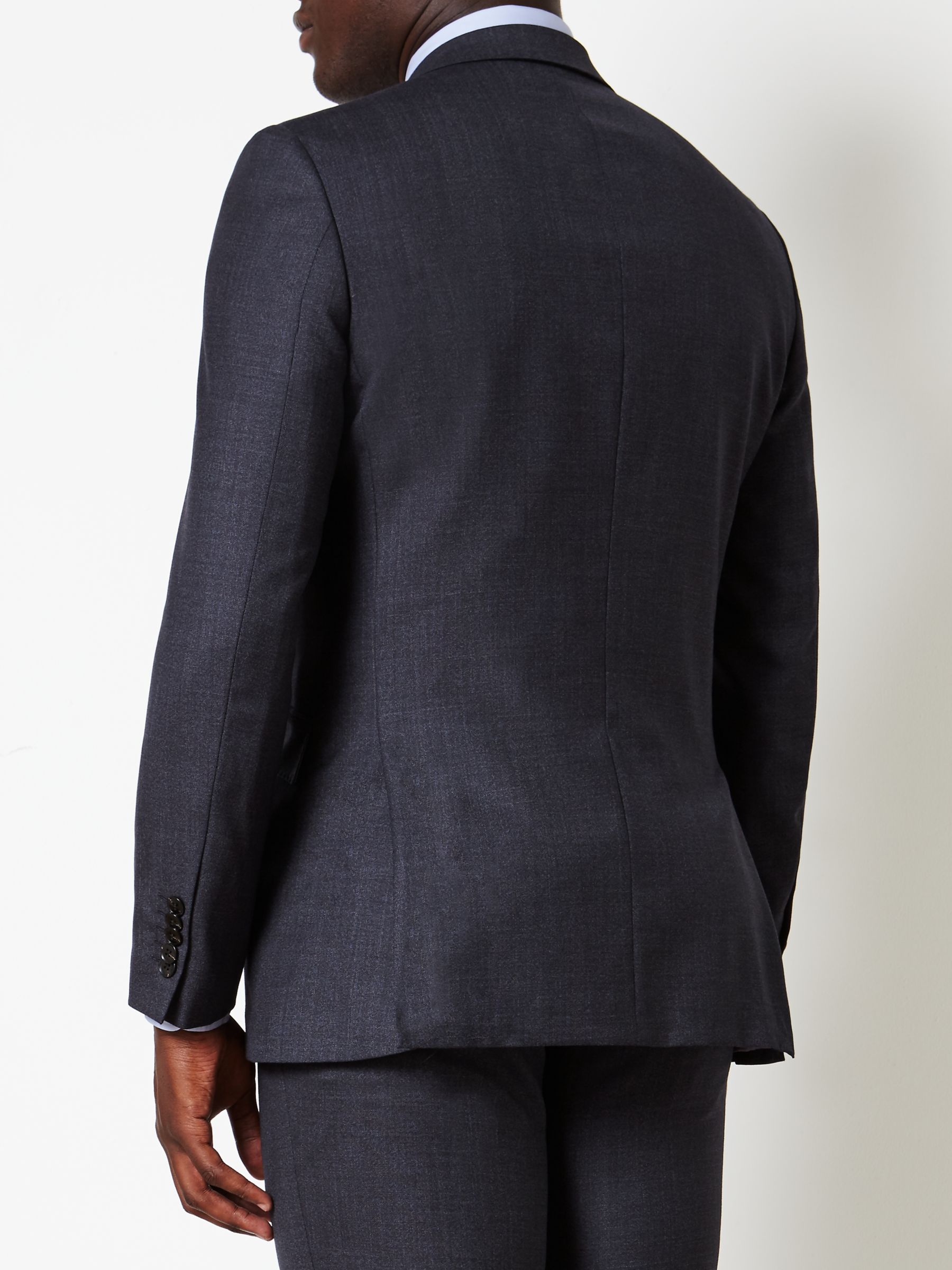 John Lewis & Partners Melange Super 100s Wool Tailored Suit Jacket, Blue