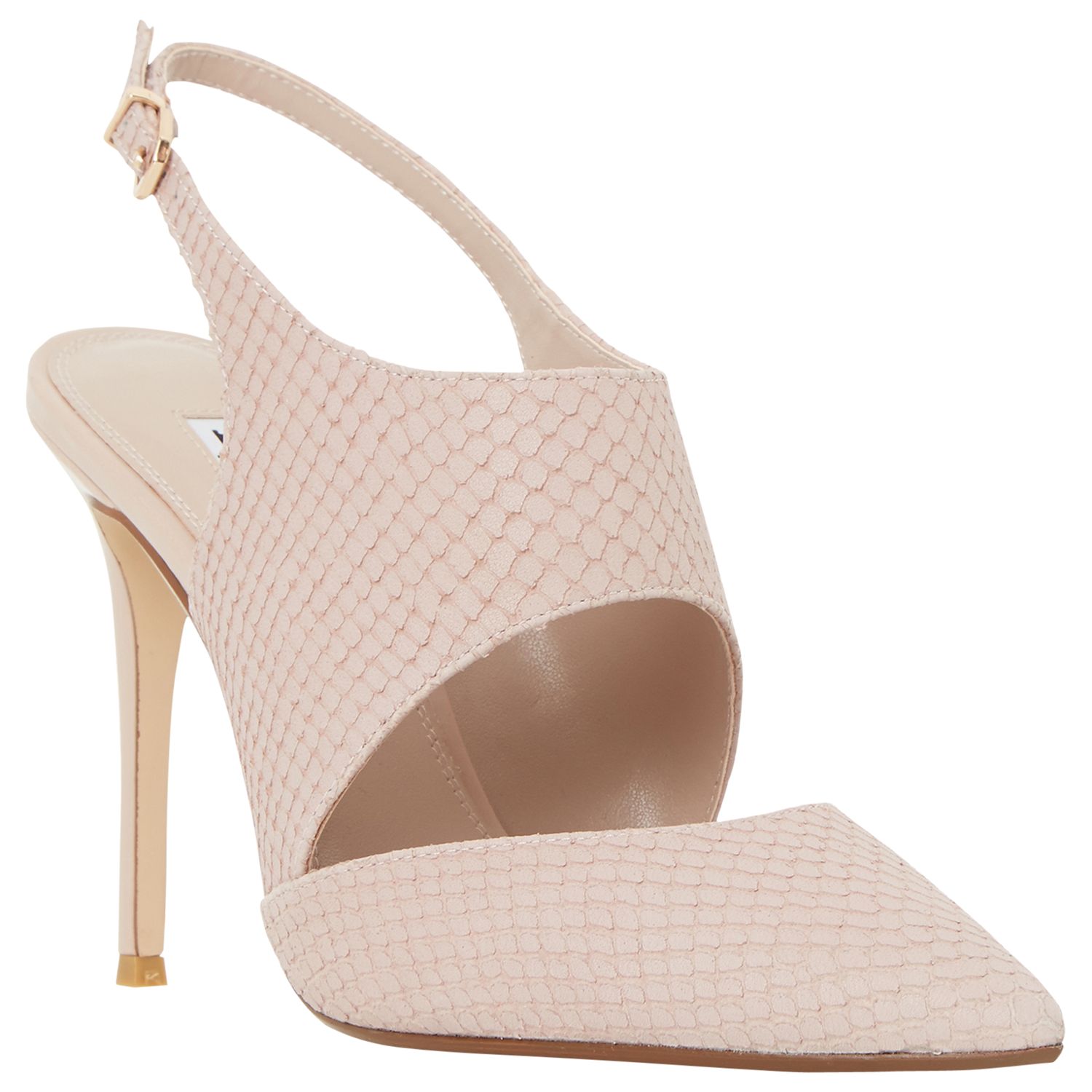 Dune Caprice Cut Out Sling Back Court Shoes, Blush Reptile